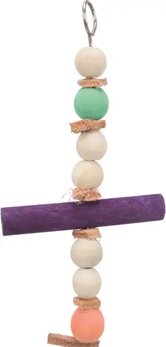 Trixie vogelspeelgoed met touw, leer en kralen 28 cm – meerkleurig - Afbeelding 2