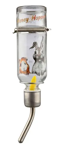 Trixie drinkfles glas 125 ml – met spanveer en drijvertje