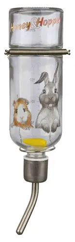Trixie drinkfles glas 250 ml – bijtvast, met spanveer en drijvertje