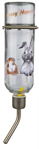 Trixie drinkfles glas 500 ml – bijtvast, met spanveer en drijvertje