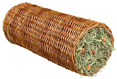 Trixie tunnel wilg met hooi 33 x 15 x 15 cm – met wortel