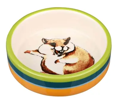 Trixie voerbak keramiek striphamster 8 cm – bont/crème