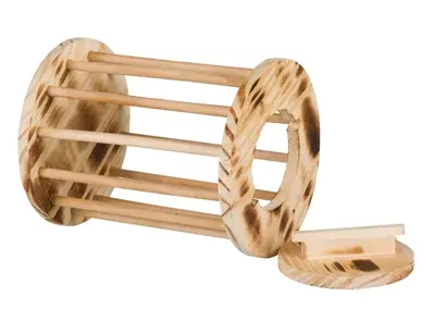 Trixie hooiruif met deksel 15 x 15 x 19 cm – rond, gevlamd hout - Afbeelding 4