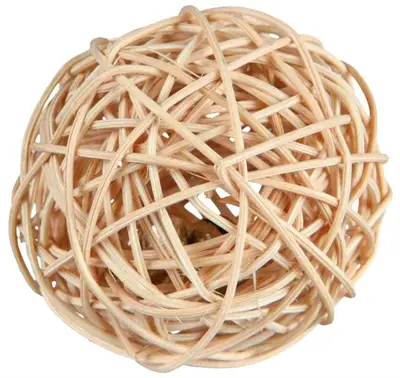 Trixie rieten bal met belletje 4 x 4 x 4 cm – knaagdierspeelgoed