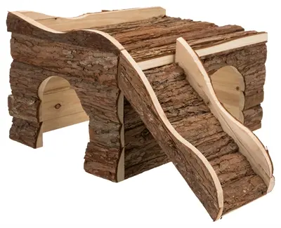 Trixie konijnenhuis schorshout 50 x 38 x 25 cm – met uitkijkplek - Afbeelding 2
