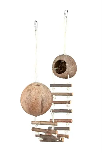 Trixie kokosnoothuis muis met hangbrug 100 x 13 x 13 cm - Afbeelding 2