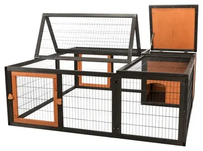 Trixie Natura ren hout zwart/bruin 150 x 150 x 53 cm – met huis