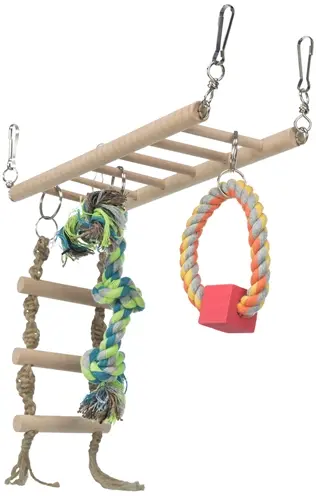 Trixie hangbrug met touwladder voor knaagdieren 35 x 15 cm – katoen en hout