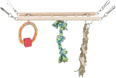 Trixie hangbrug met touwladder voor knaagdieren 35 x 15 cm – katoen en hout - Afbeelding 2