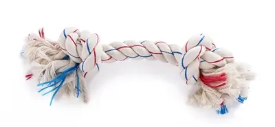 Martin flostouw Tricolor 2 knopen 16 cm – kauwtouw van katoen