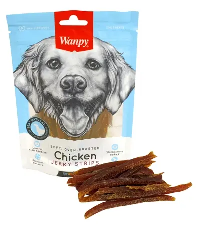 Wanpy hondensnack Soft Chicken Jerky Strips 100 g – kip, laag in vet
