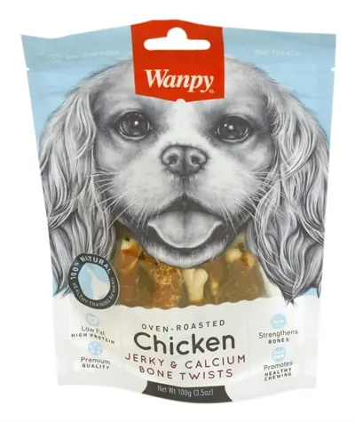 Wanpy hondensnack kip jerky en calciumbotjes 100 g – Oven-Roasted - Afbeelding 4