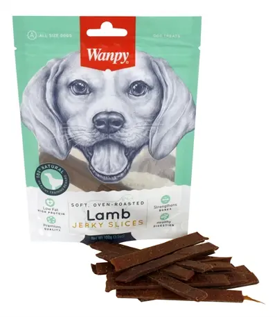 Wanpy hondensnack lamsvlees jerky slices 100 g – oven-roasted