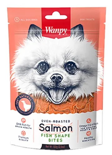 Wanpy Oven-Roasted Salmon Fish Shape Bites 100 g – zalmsnack