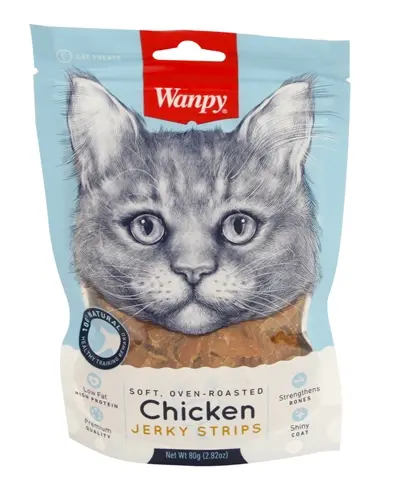 Wanpy Soft Oven-Roasted Chicken Jerky Strips kattensnack 80 g - Afbeelding 4