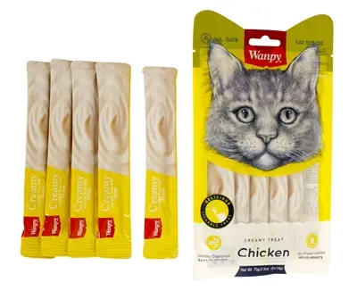 Wanpy Creamy Lickable Treats kip kattensnack 5 stuks (14 g)