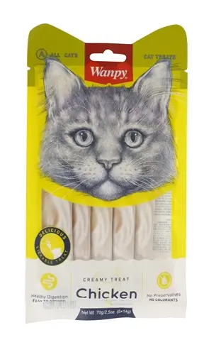 Wanpy Creamy Lickable Treats kip kattensnack 5 stuks (14 g) - Afbeelding 6