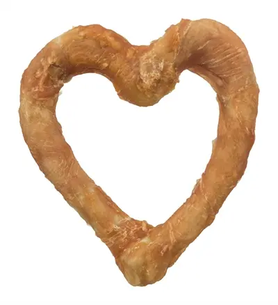 Trixie Denta Fun Chicken Heart 14 cm – runderhuid met kip, 125 g