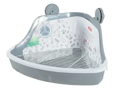 Zolux hoektoilet voor knaagdieren grijs S 32 cm – met rooster