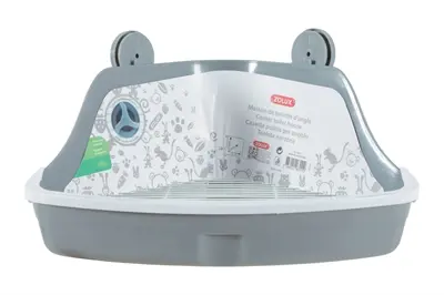 Zolux hoektoilet voor knaagdieren grijs S 32 cm – met rooster - Afbeelding 2
