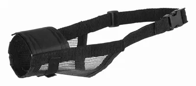 Trixie muilkorf polyester met gaasinzet zwart M 19-26 cm