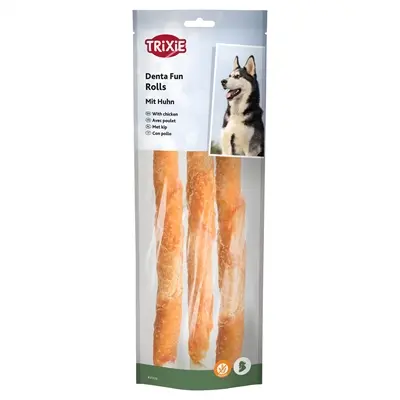Trixie Denta Fun kauwrol kip 28 cm – runderhuid, 250 g