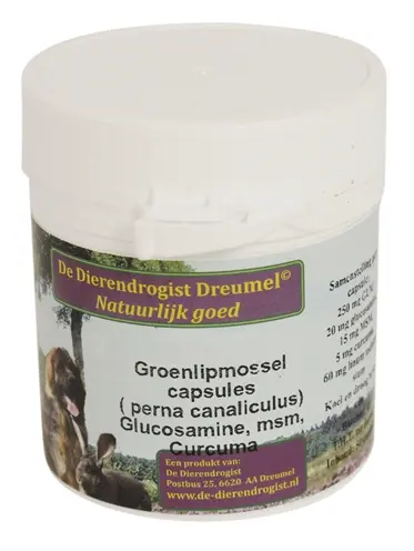 Dierendrogist groenlipmossel met glucosamine, MSM en curcuma 50 stuks