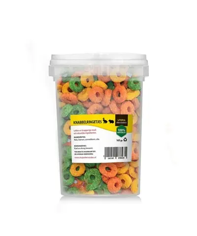Utopia knabbelringetjes 165 g – knapperige snack voor knaagdieren