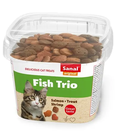 Sanal kattensnacks zalm, forel en garnaal 75 g – Cat Fish Trio