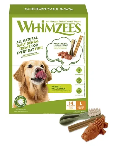 Whimzees Variety Box L hondenkauwsnack 14 stuks – voor honden 18-27 kg