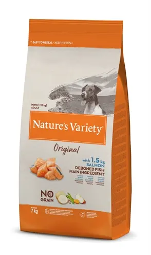 Nature's Variety hondenvoer Original Adult Mini zalm 7 kg – graanvrij