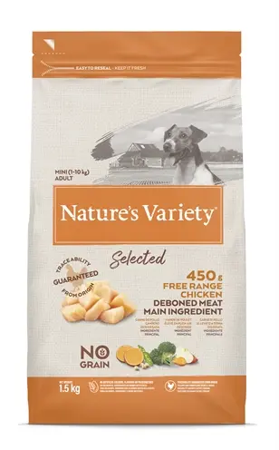 Nature's Variety hondenvoer Selected Adult Mini scharrelkip 1,5 kg