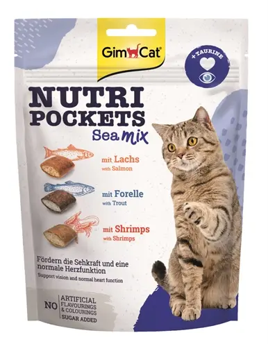 GimCat Nutri Pockets Sea Mix kattensnack 150 g – zalm, forel, garnaal