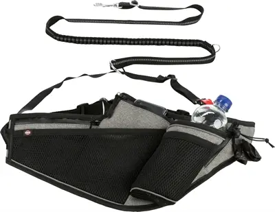 Trixie joggingriem met lijn grijs/zwart 115-150 cm – voor canicross