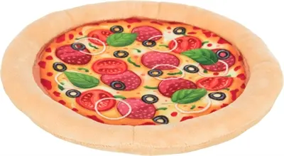 Trixie pluche pizza 26 cm – hondenspeelgoed met ritselpapier