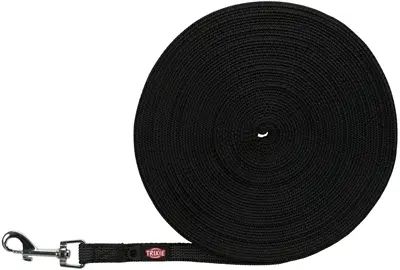 Trixie sleeplijn rubber bekleed zwart 15 m x 1,5 cm – maat S-M