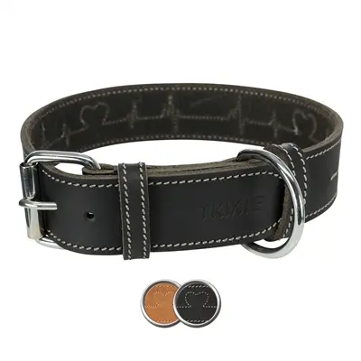 Trixie Rustic halsband vetleer Heartbeat zwart 47-55 x 4 cm - Afbeelding 4