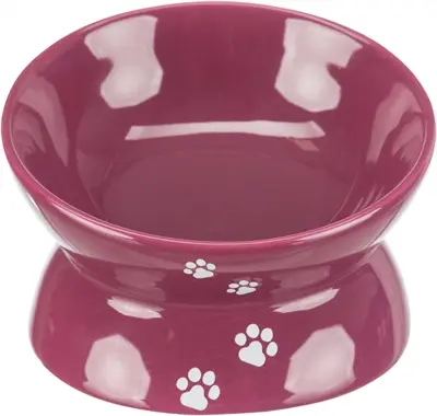 Trixie verhoogde voerbak kat keramiek bordeaux-bes 13 cm – 4 stuks