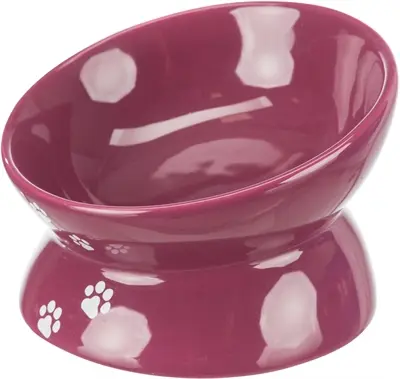 Trixie verhoogde voerbak kat keramiek bordeaux-bes 13 cm – 4 stuks - Afbeelding 2