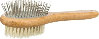 Trixie hondenborstel bamboe dubbelzijdig 22 x 6 cm – metalen pennen - Afbeelding 3