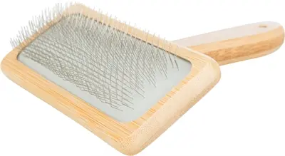 Trixie slickerborstel bamboe 15 x 12 cm – zachte metalen pinnen