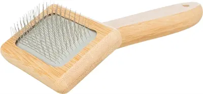Trixie slickerborstel bamboe 16 x 7 cm – zachte metalen pinnen
