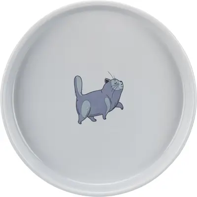 Trixie voerbak kat plat en breed kattenprint grijs 23 cm 600 ml - Afbeelding 2