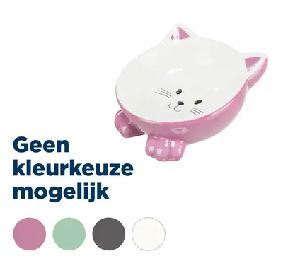 Trixie verhoogde voerbak kat kattenkop keramiek 14 cm – assorti