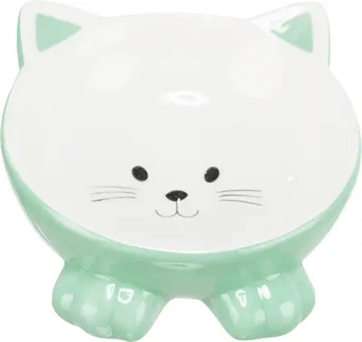 Trixie verhoogde voerbak kat kattenkop keramiek 14 cm – assorti - Afbeelding 2