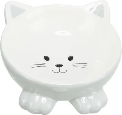 Trixie verhoogde voerbak kat kattenkop keramiek 14 cm – assorti - Afbeelding 3