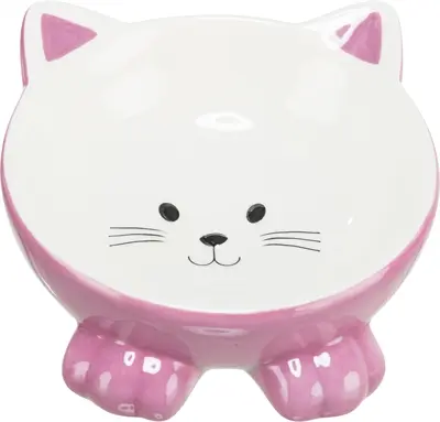 Trixie verhoogde voerbak kat kattenkop keramiek 14 cm – assorti - Afbeelding 4
