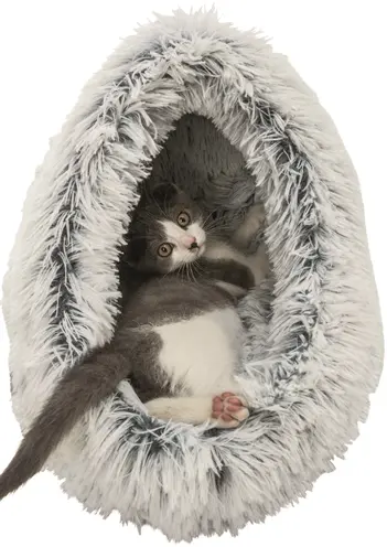 Trixie kattenmand iglo Harvey grijs/wit-zwart 41 x 35 x 26 cm – velours - Afbeelding 4