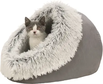 Trixie kattenmand iglo Harvey grijs/wit-zwart 41 x 35 x 26 cm – velours - Afbeelding 10