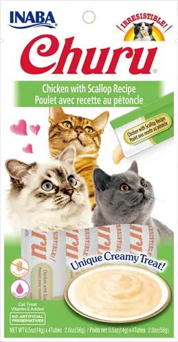 Inaba Churu kattensnack kip en sint-jakobsschelp 4 x 14 g